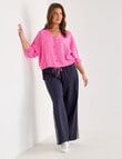 Whistle V-Neck Tie Hem Top, Fuchsia product photo View 13 S