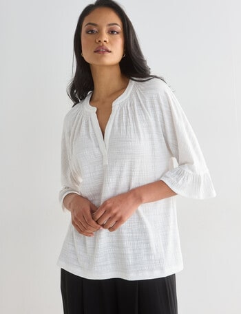 Whistle V-Neck Textured Knit Tee, Ivory product photo