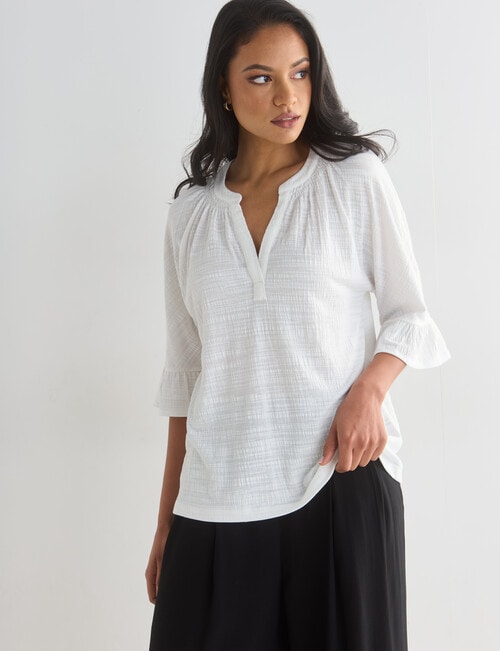 Whistle V-Neck Textured Knit Tee, Ivory product photo View 05 L