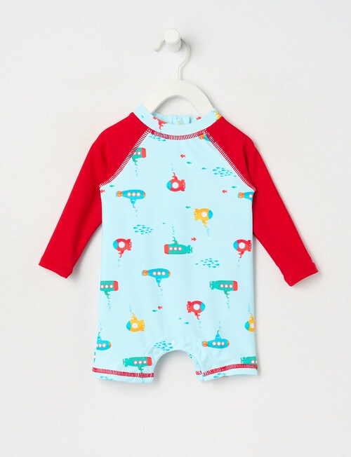 Teeny Weeny Submarines Rash Suit, Blue & Red product photo