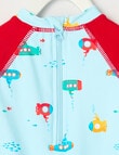 Teeny Weeny Submarines Rash Suit, Blue & Red product photo View 02 S