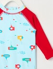 Teeny Weeny Submarines Rash Suit, Blue & Red product photo View 03 S