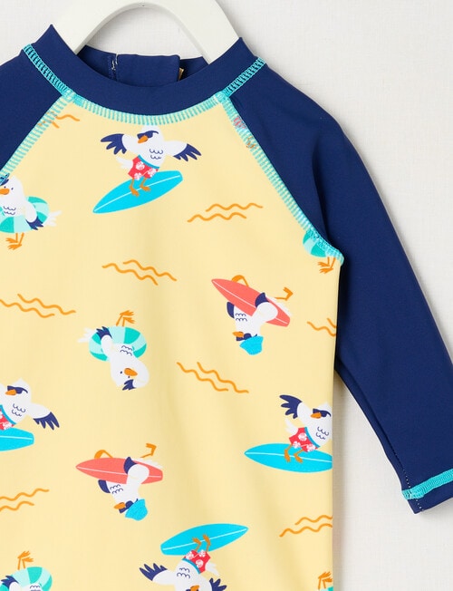 Teeny Weeny Seagull Rash Suit, Yellow & Navy product photo View 03 L