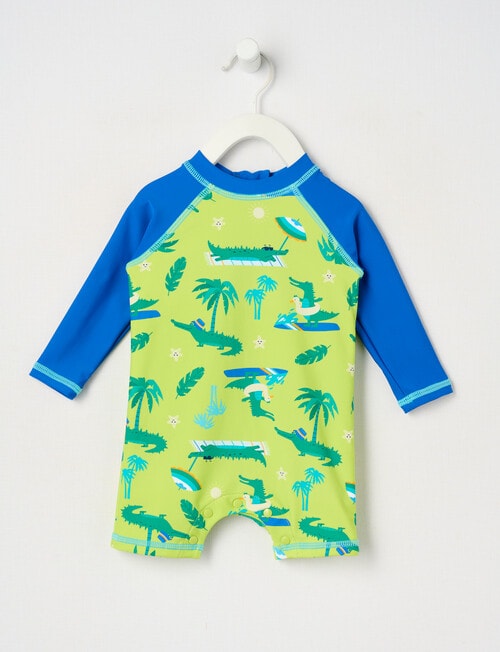 Teeny Weeny Crocs Rash Suit, Lime & Blue product photo