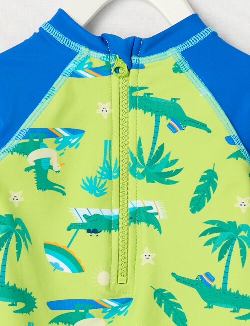 Teeny Weeny Crocs Rash Suit, Lime & Blue product photo View 02 L