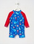 Teeny Weeny Under the Sea Rash Suit, Blue & Red product photo