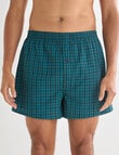Chisel Check Cotton Boxer, 2-Pack, Teal & Black product photo View 02 S