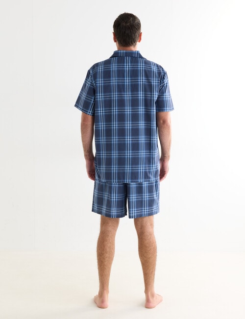 Chisel Check Woven Short PJ Set, Blue & Grey product photo View 02 L