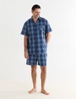 Chisel Check Woven Short PJ Set, Blue & Grey product photo View 03 S