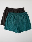 Chisel Check Cotton Boxer, 2-Pack, Teal & Black product photo