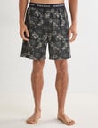 Mazzoni Palm Print Knit Short, Black, Sage & Sand product photo
