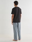 Mazzoni Short Sleeve Tee & Woven Stripe Pant PJ Set, Light Teal & Black product photo View 02 S