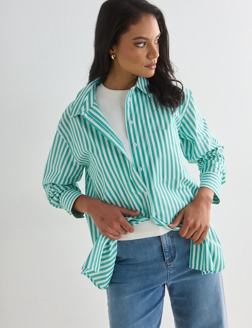 Whistle The Perfect Shirt, Green & White product photo View 06 L