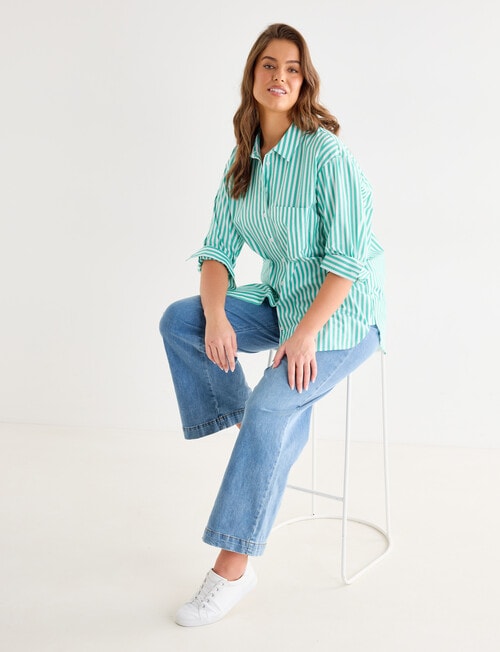 Whistle The Perfect Shirt, Green & White product photo View 13 L