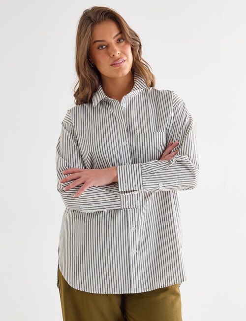 Whistle The Perfect Shirt, Olive & White product photo View 12 L