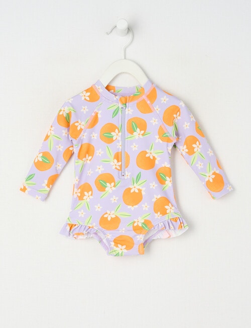 Teeny Weeny Oranges Long-Sleeve Swimsuit, Purple product photo