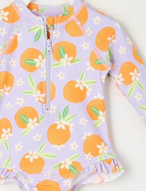 Teeny Weeny Oranges Long-Sleeve Swimsuit, Purple product photo View 02 L