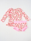 Teeny Weeny Strawberry Long-Sleeve Swim Top & Nappy Set, 2-Piece, Pink product photo