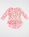 Teeny Weeny Strawberry Long-Sleeve Swim Top & Nappy Set, 2-Piece, Pink product photo View 02 S