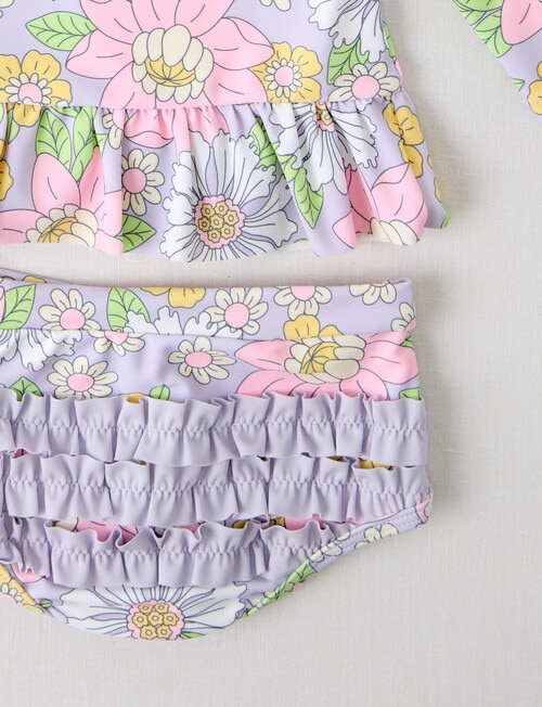 Teeny Weeny Pastel Flower Swim Top & Pants Set, 2-Piece, Lilac product photo View 02 L