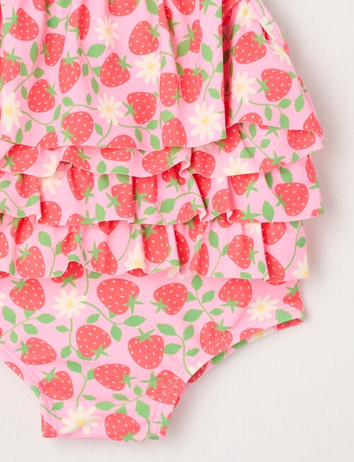 Teeny Weeny Strawberry Sleeveless Swimsuit, Pink product photo View 03 L