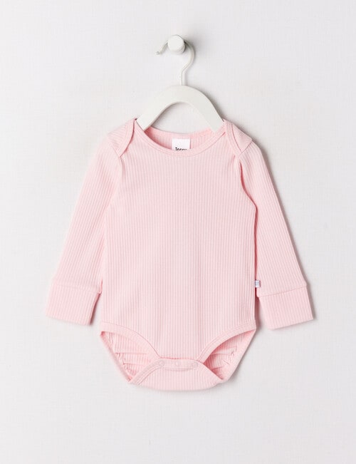 Teeny Weeny Rib Essentials Long Sleeve Bodysuit, Ballet Pink product photo
