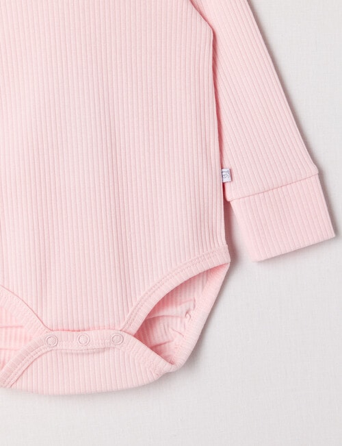 Teeny Weeny Rib Essentials Long Sleeve Bodysuit, Ballet Pink product photo View 02 L