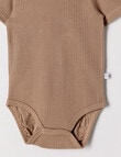 Teeny Weeny Rib Essentials Short Sleeve Bodysuit, Taupe product photo View 02 S
