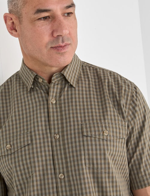 Kauri Trail Cooper Grids Short Sleeve Shirt, Khaki product photo View 04 L