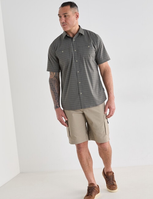 Kauri Trail Base Stretch Short Sleeve Shirt, Khaki product photo View 03 L