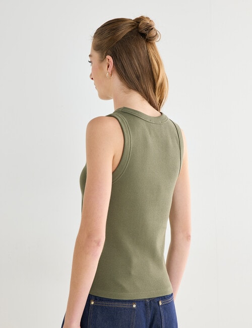 Mineral Hazel Rib Tank Top, Khaki product photo View 02 L