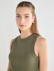 Mineral Hazel Rib Tank Top, Khaki product photo View 06 S