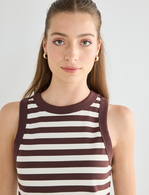 Mineral Hazel Rib Tank Top, Chocolate Stripe product photo