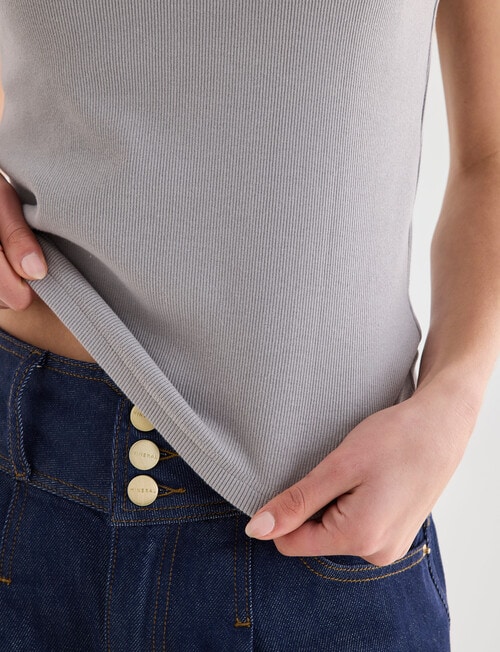 Mineral Hazel Rib Tank Top, Grey product photo View 05 L