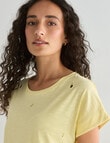 Zest Embroidered Flower Organic Cotton Boxy Tee, Yellow product photo View 04 S