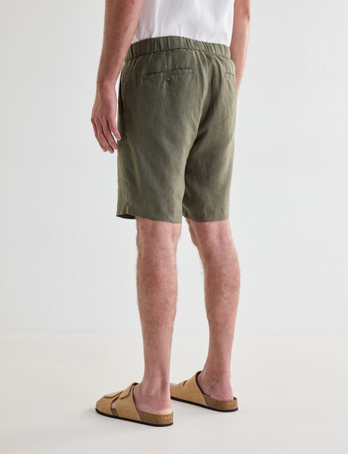 Gasoline Linen Shorts, Khaki product photo View 02 L