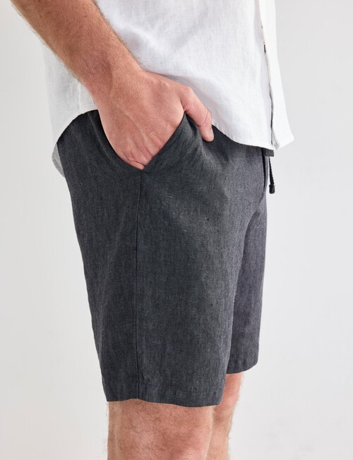 Gasoline Linen Shorts, Graphite product photo