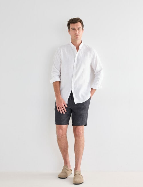 Gasoline Linen Shorts, Graphite product photo View 03 L