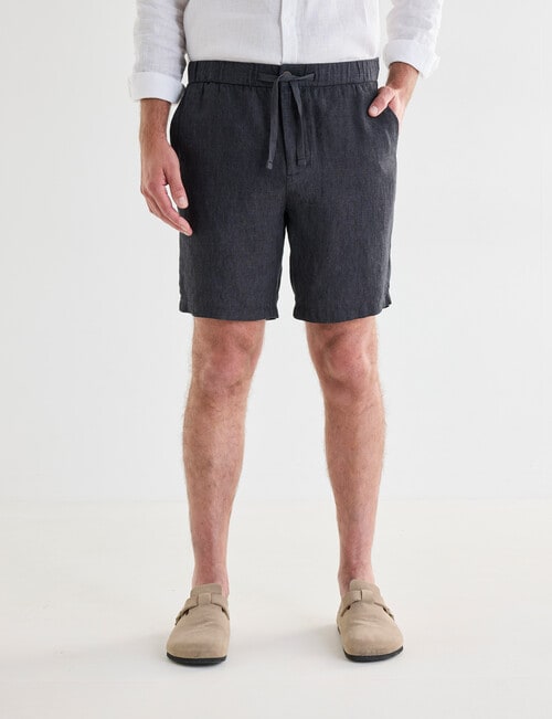Gasoline Linen Shorts, Graphite product photo View 05 L