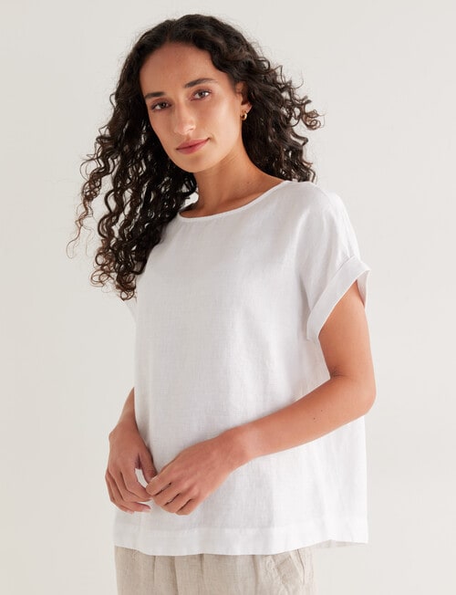 Zest Essentials Linen Top, White product photo