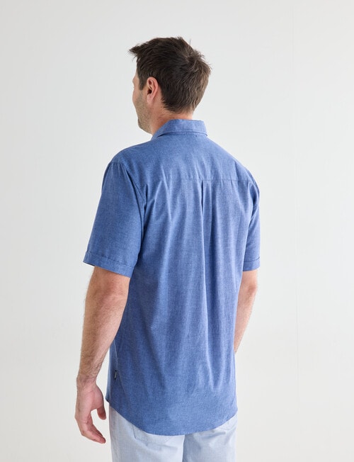 Chisel Linen Blend Short Sleeve Shirt, Blue product photo View 02 L