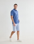Chisel Linen Blend Short Sleeve Shirt, Blue product photo View 03 S