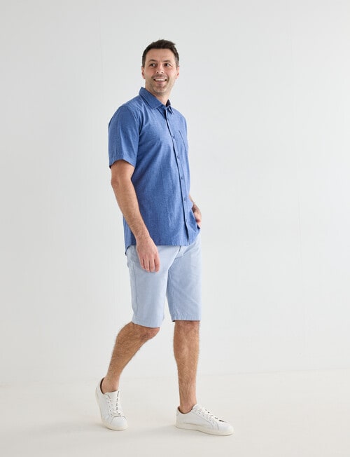 Chisel Linen Blend Short Sleeve Shirt, Blue product photo View 03 L