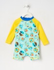 Teeny Weeny Postcards Rash Suit, Aqua & Yellow product photo