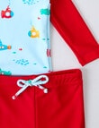 Teeny Weeny Submarines Long Sleeve Rash Set, Blue & Red product photo View 02 S