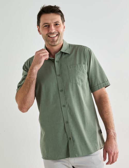 Chisel Linen Blend Short Sleeve Shirt, Sage product photo View 04 L