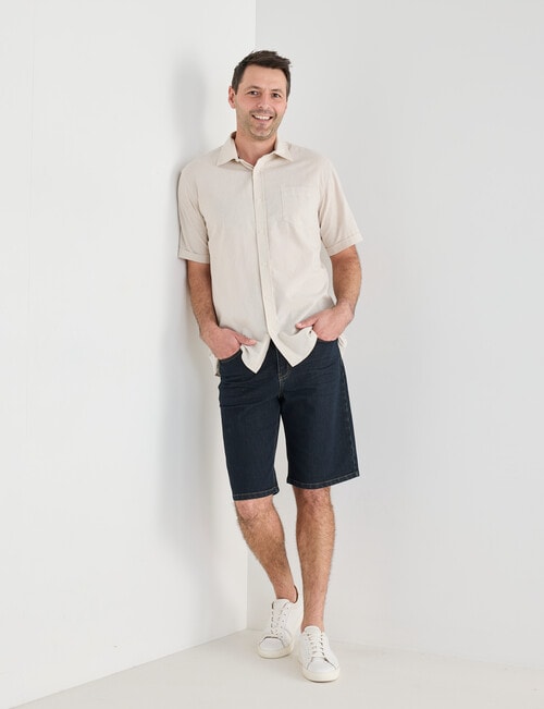 Chisel Linen Blend Short Sleeve Shirt, Sand product photo