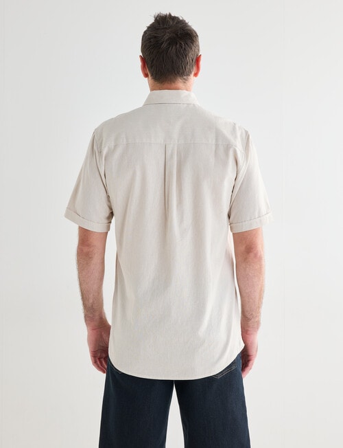 Chisel Linen Blend Short Sleeve Shirt, Sand product photo View 02 L