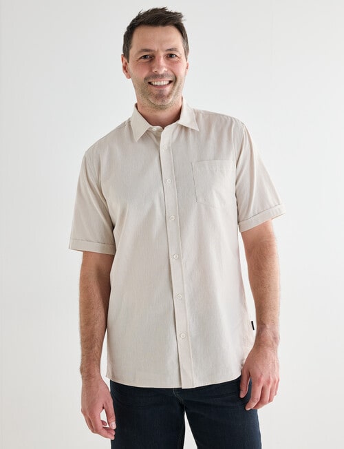 Chisel Linen Blend Short Sleeve Shirt, Sand product photo View 05 L