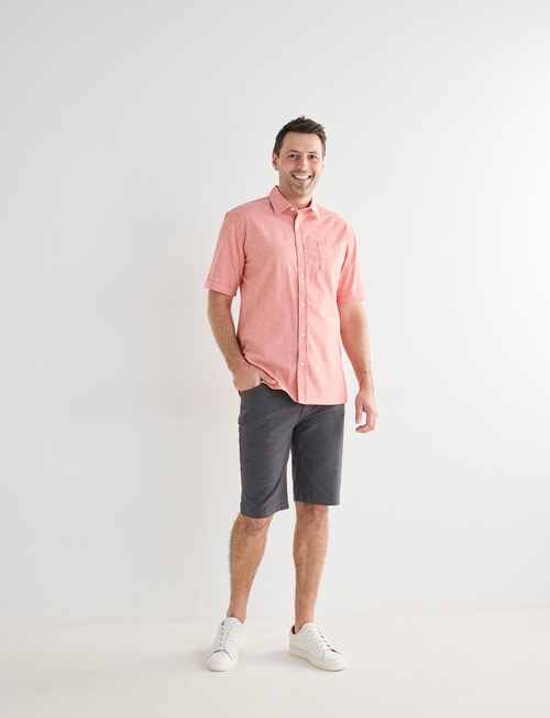 Chisel Linen Blend Short Sleeve Shirt, Peach product photo View 03 L